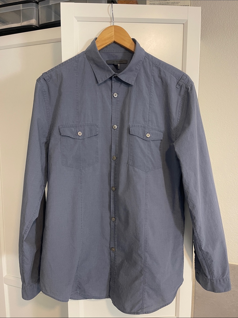 John Varvatos Blue Casual Button-Down Shirt